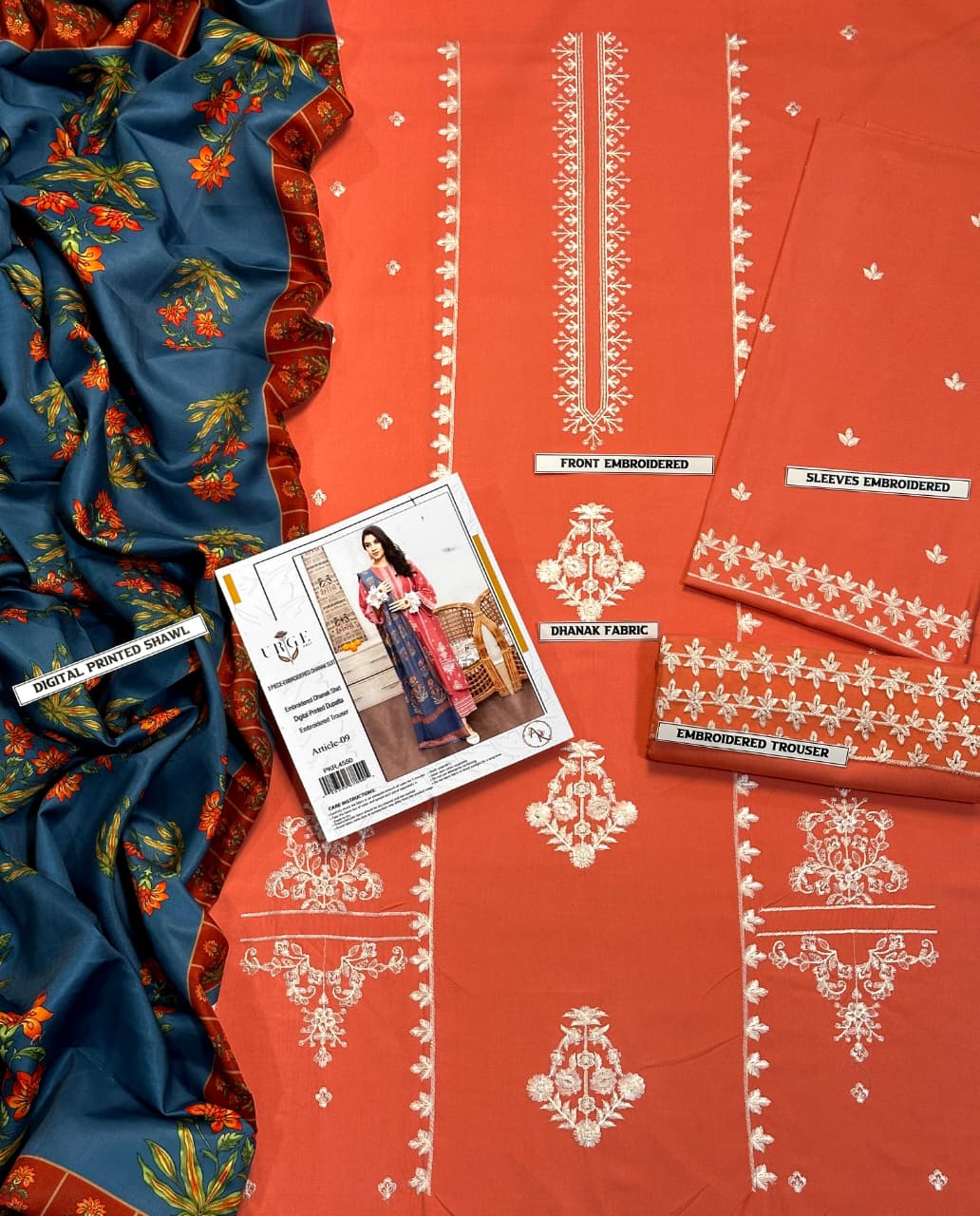 URGE DHANAK 3PC Embroidered