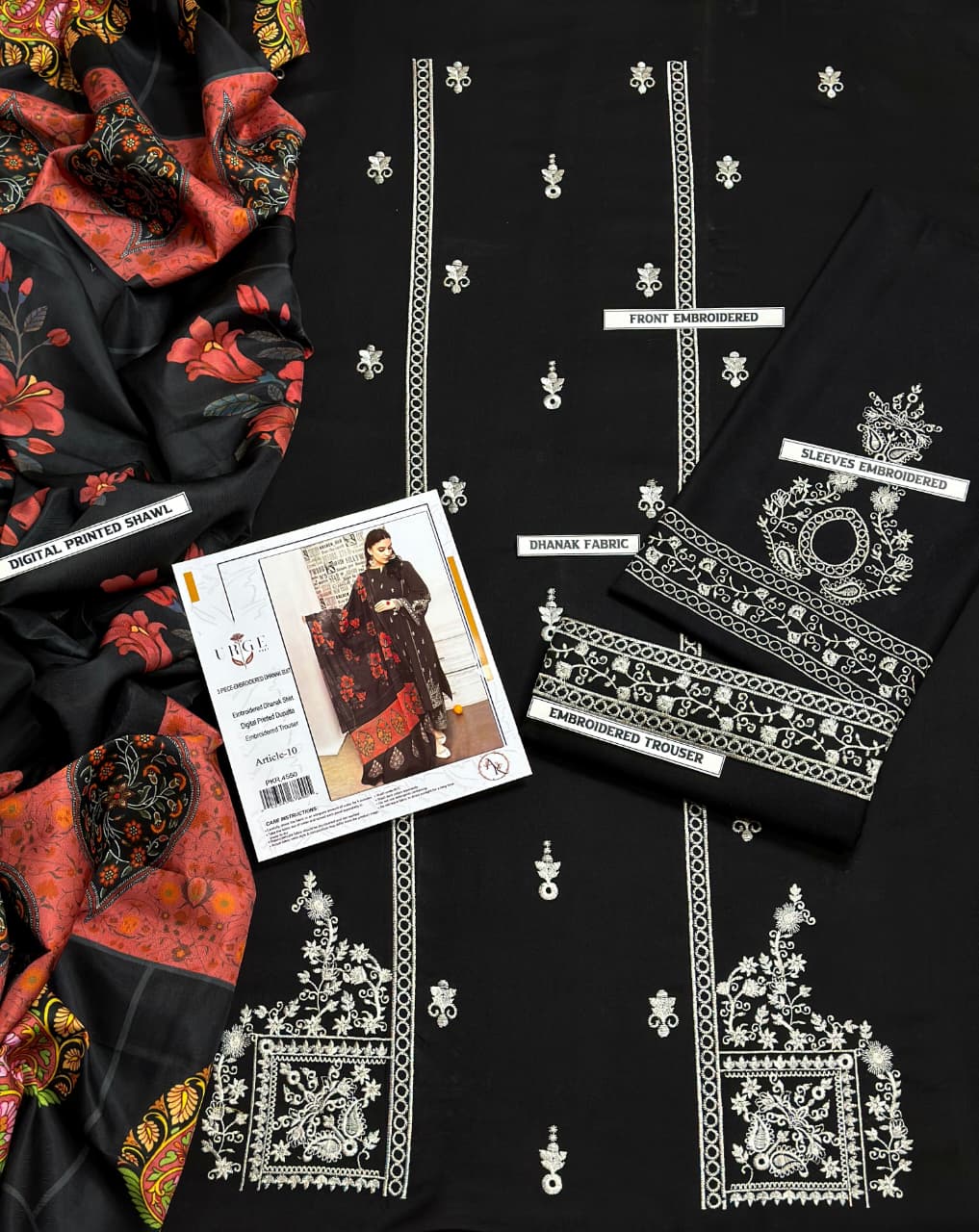 URGE DHANAK 3PC Embroidered