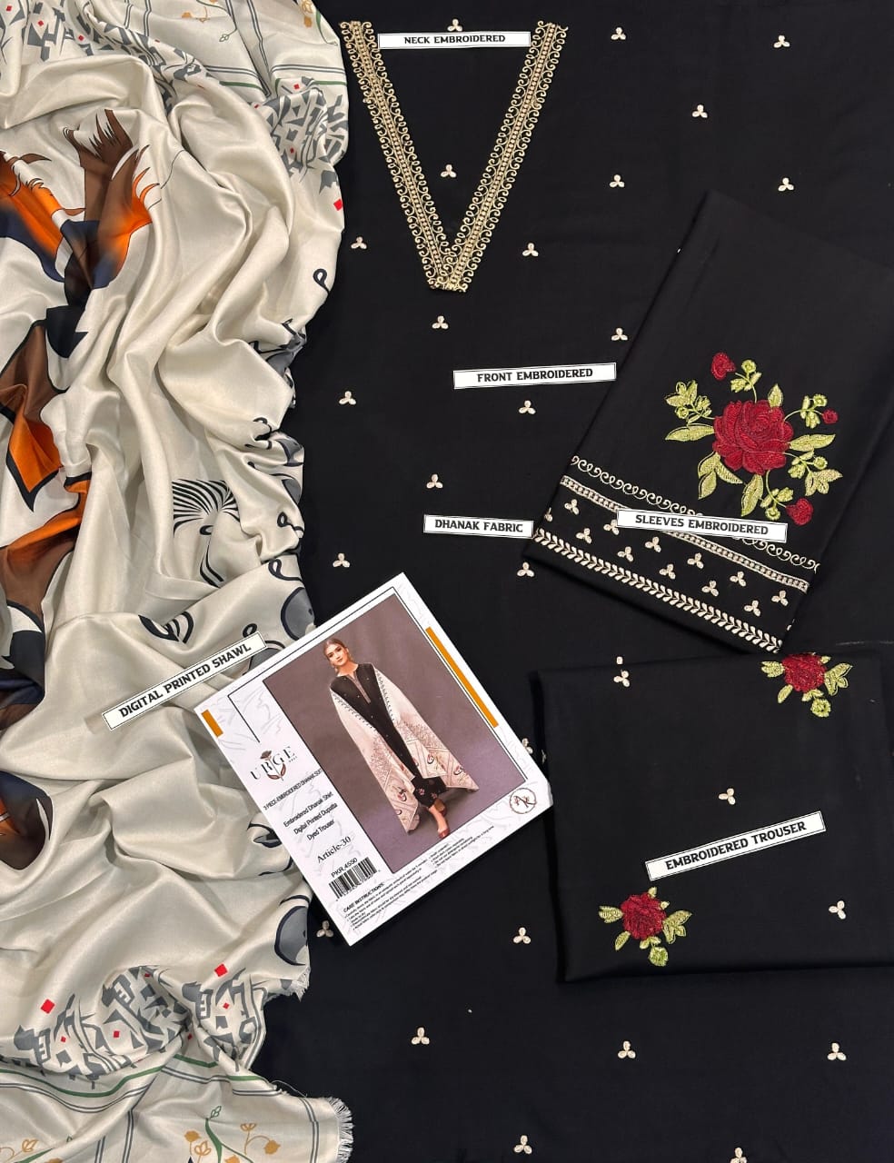 URGE DHANAK 3PC Embroidered