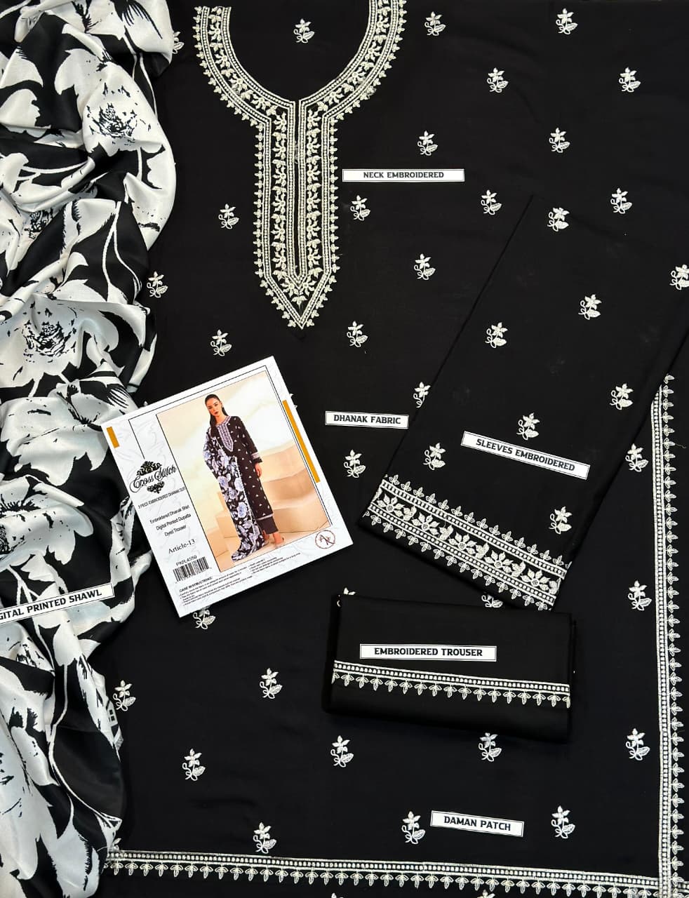 Cross Stitch DHANAK 3PC Embroidered