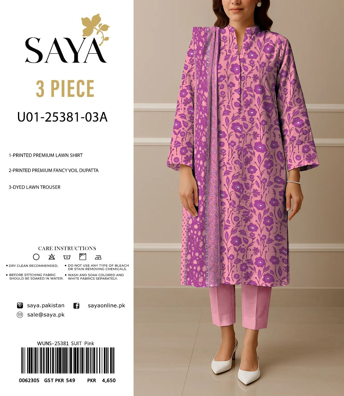 Saya lawn print 3p