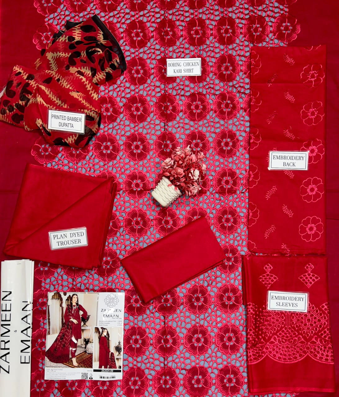 Zarmeen & Emaan premium embroidery lawn 3p