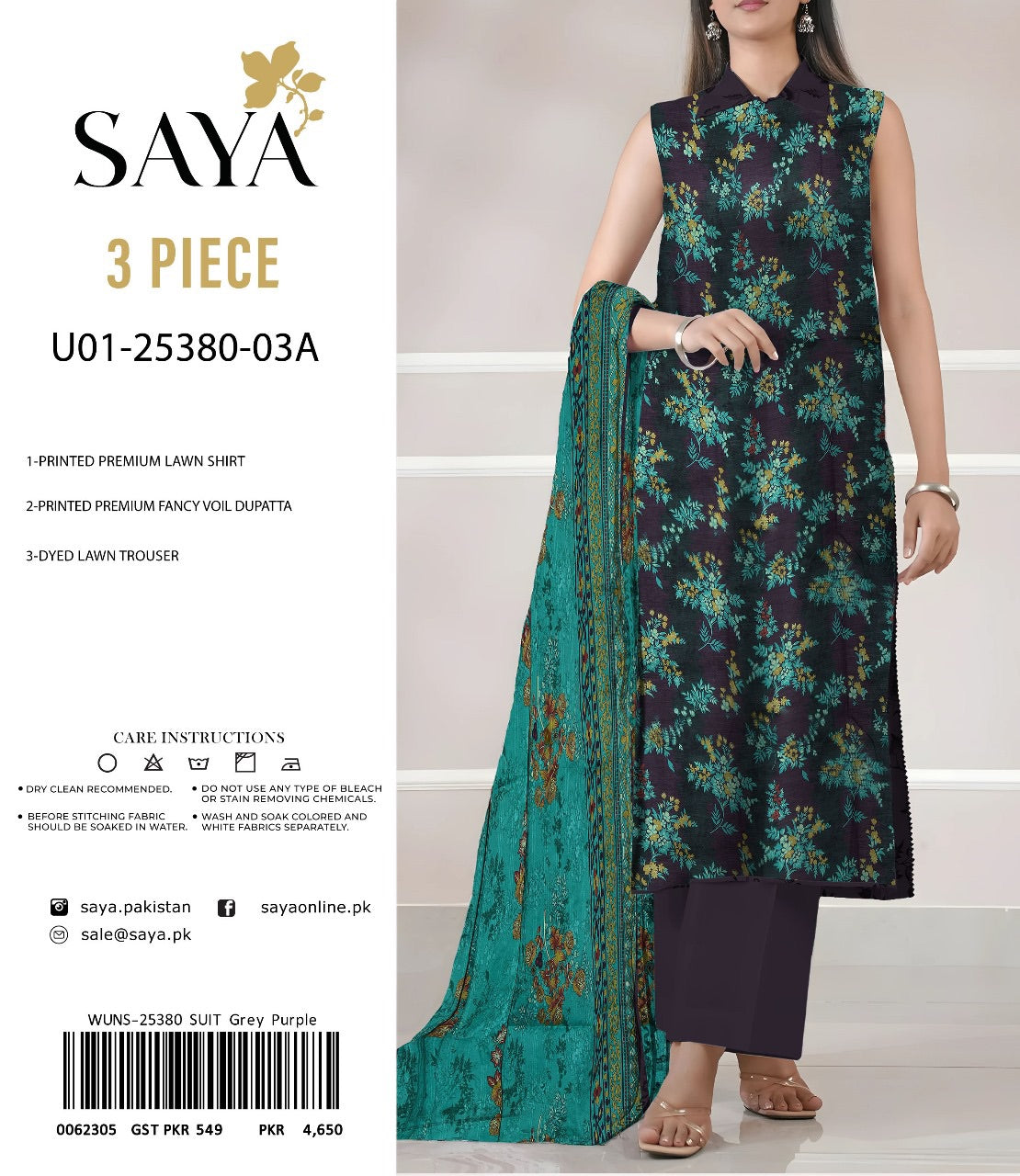 Saya lawn print 3p