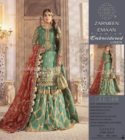 Zarmeen & Emaan premium linan embroidery 3p