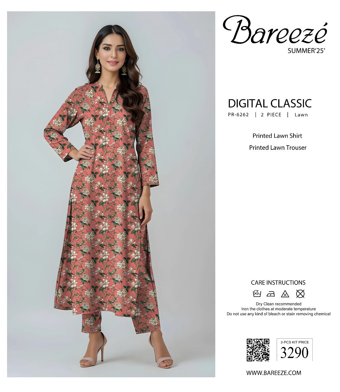 Bareeza lawn print 2p