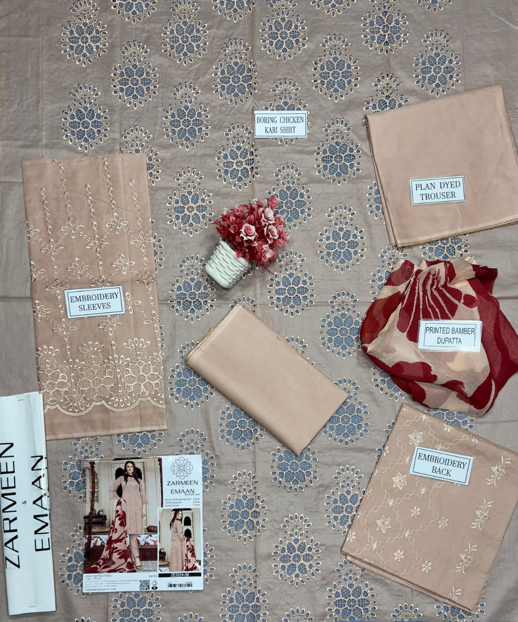 Zarmeen & Emaan premium embroidery lawn 3p