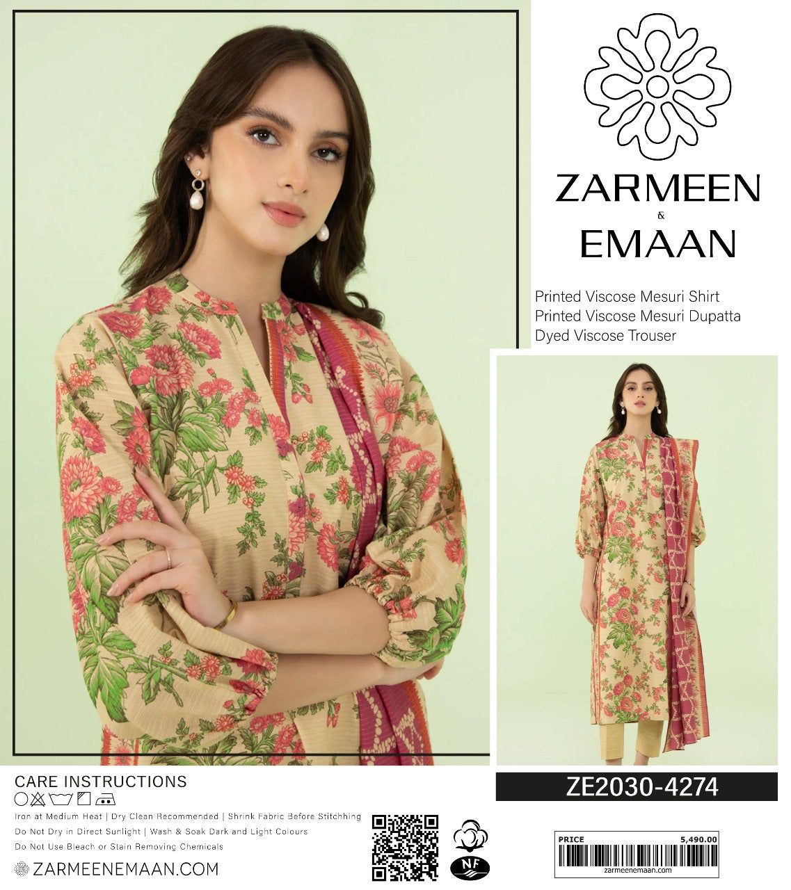 Zarmeen & Emaan measuri viscous print 3p