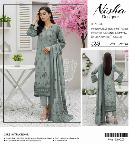 Nisha designer karandi embroidery 3p