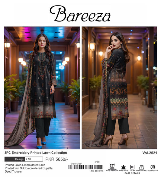 Bareeza lawn embroidery 3p