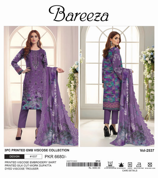 Bareeza Viscos embroidery 3p