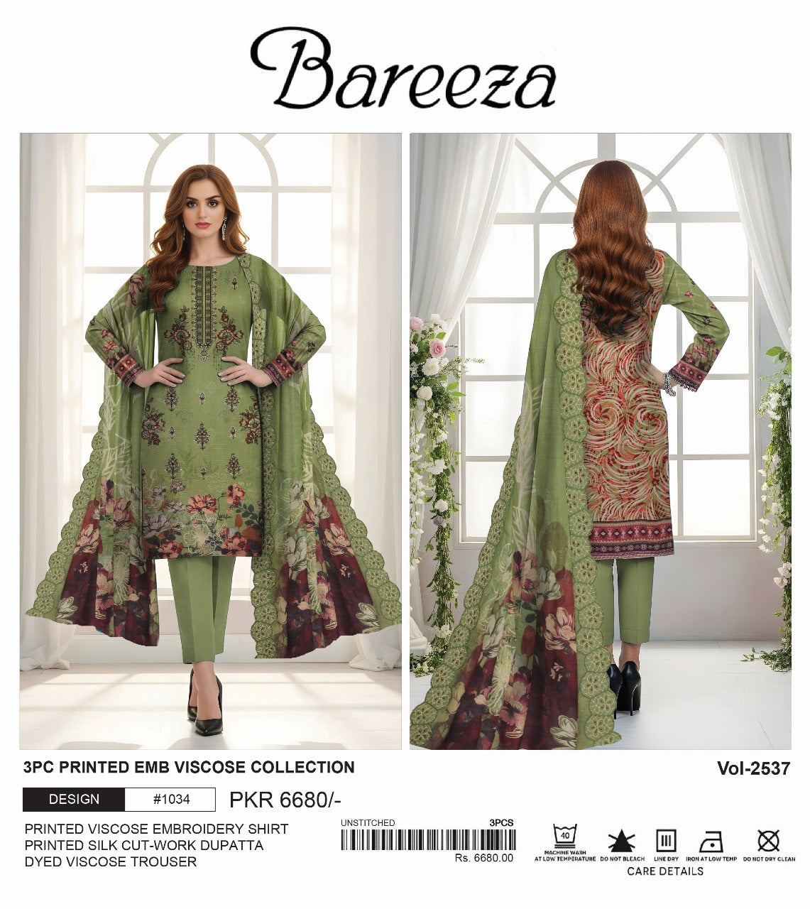 Bareeza Viscos embroidery 3p