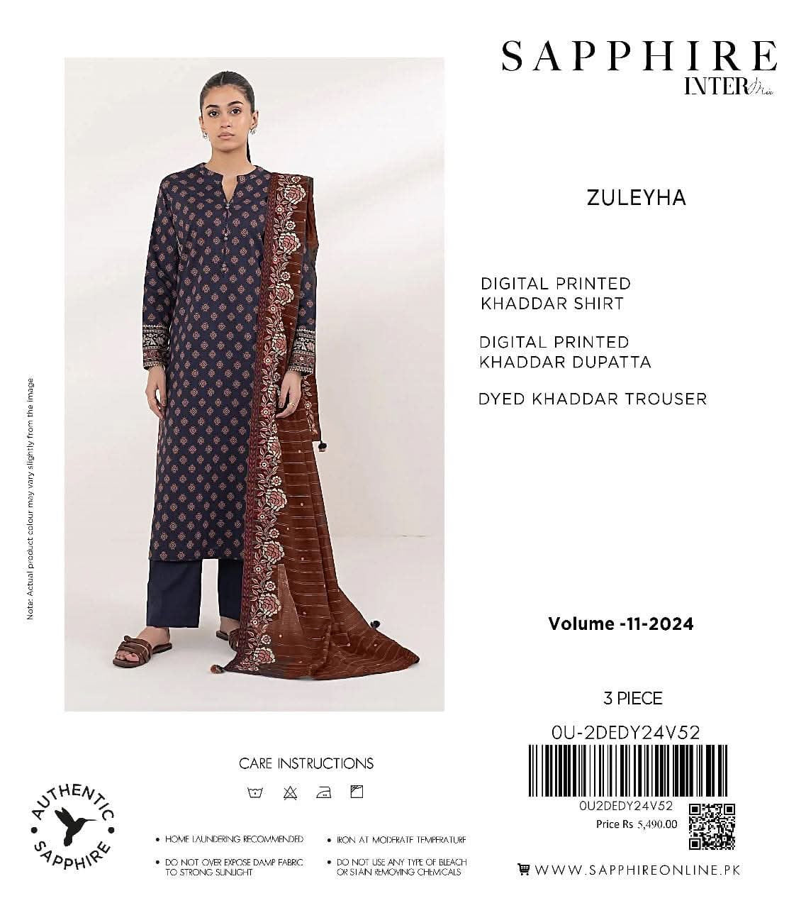 Sapphire Khaddar print 3p