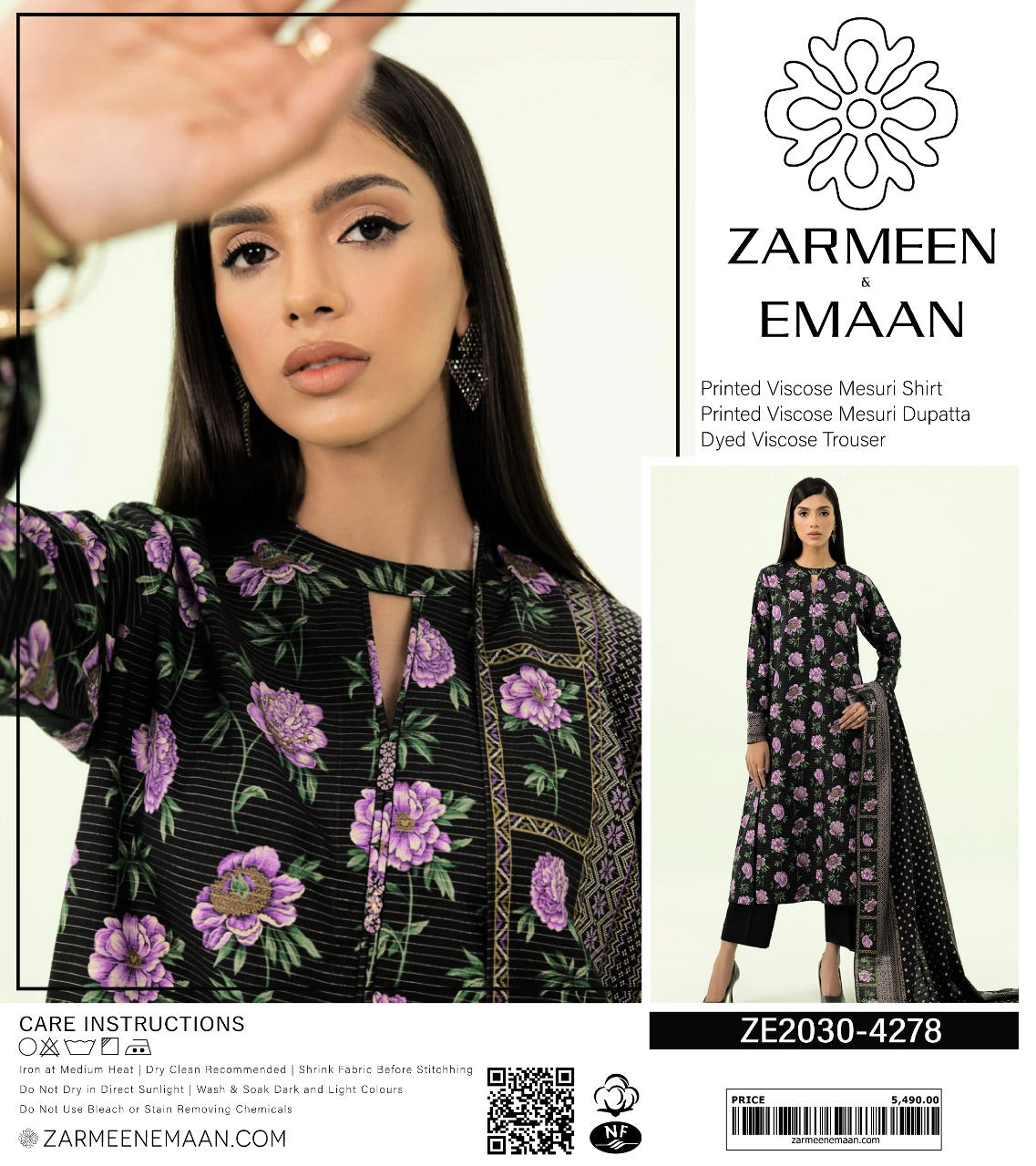 Zarmeen & Emaan measuri viscous print 3p