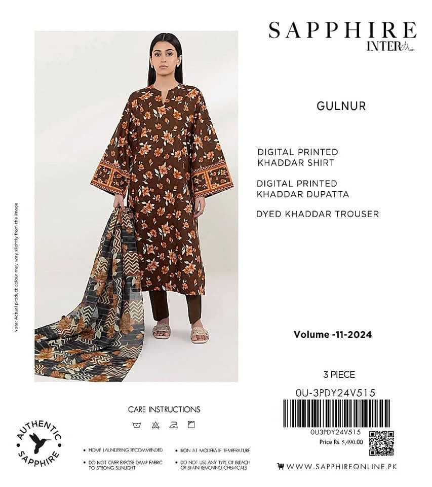 Sapphire Khaddar print 3p