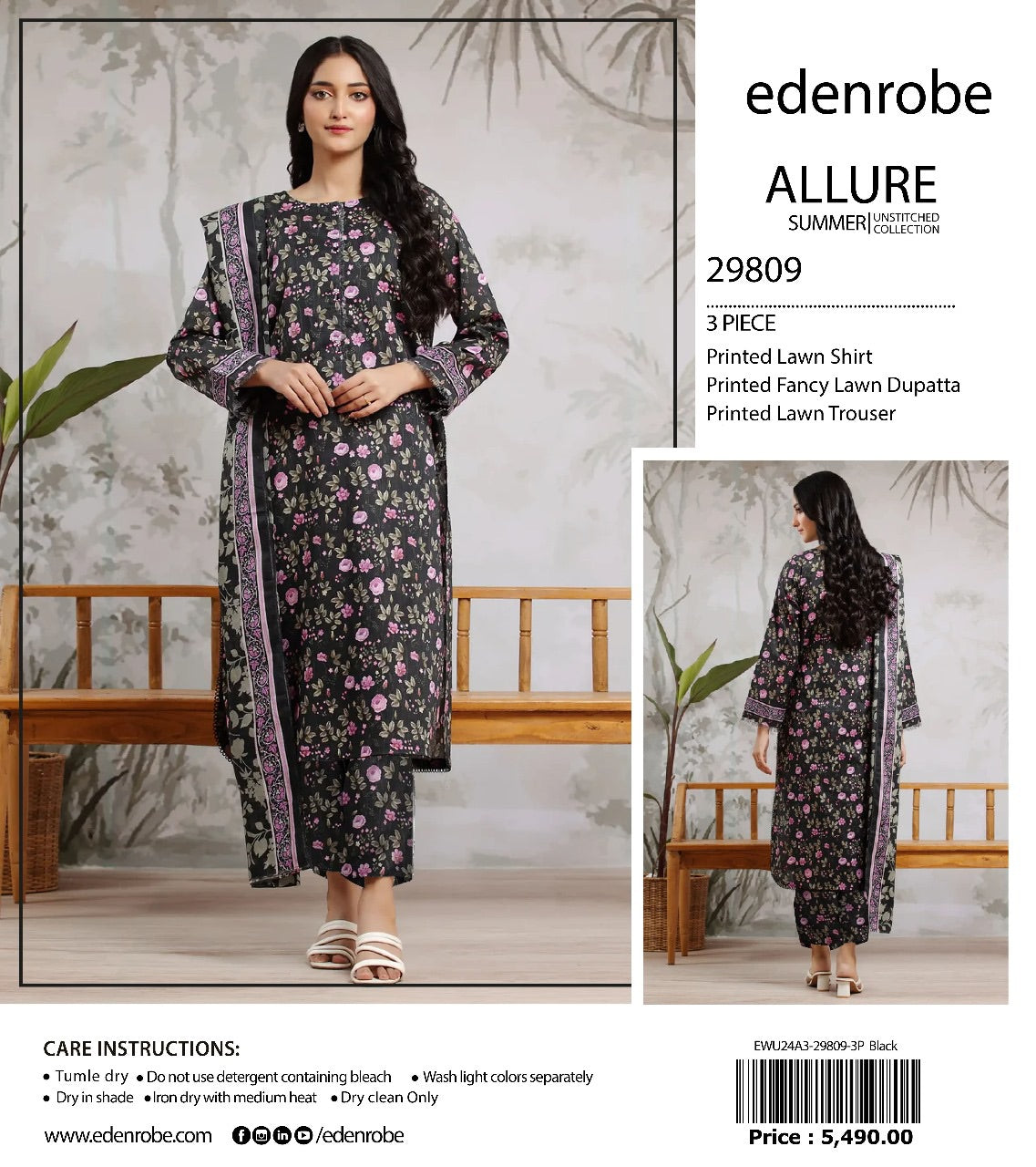 Edenrobe Allure lawn print 3p