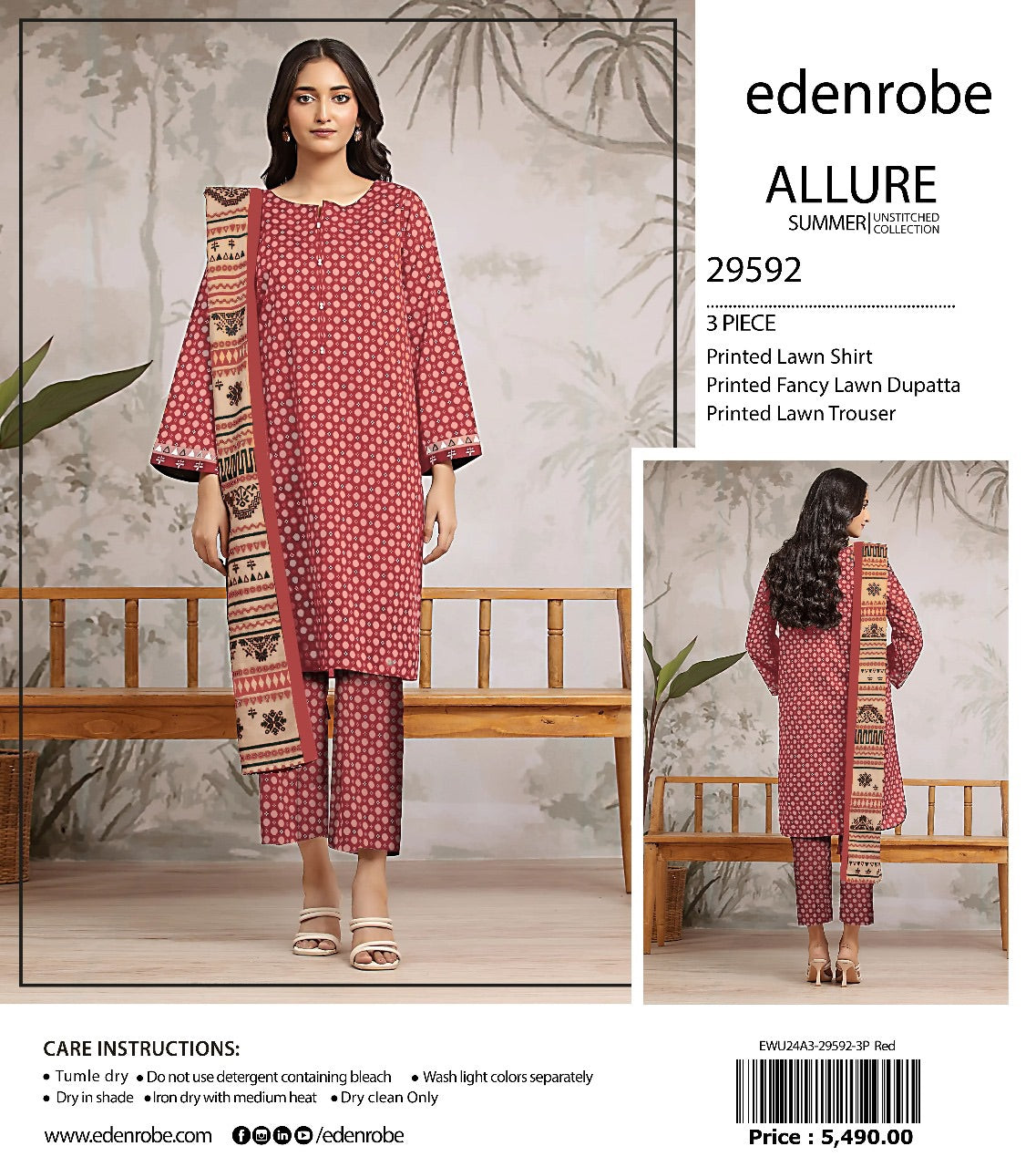 Edenrobe Allure lawn print 3p
