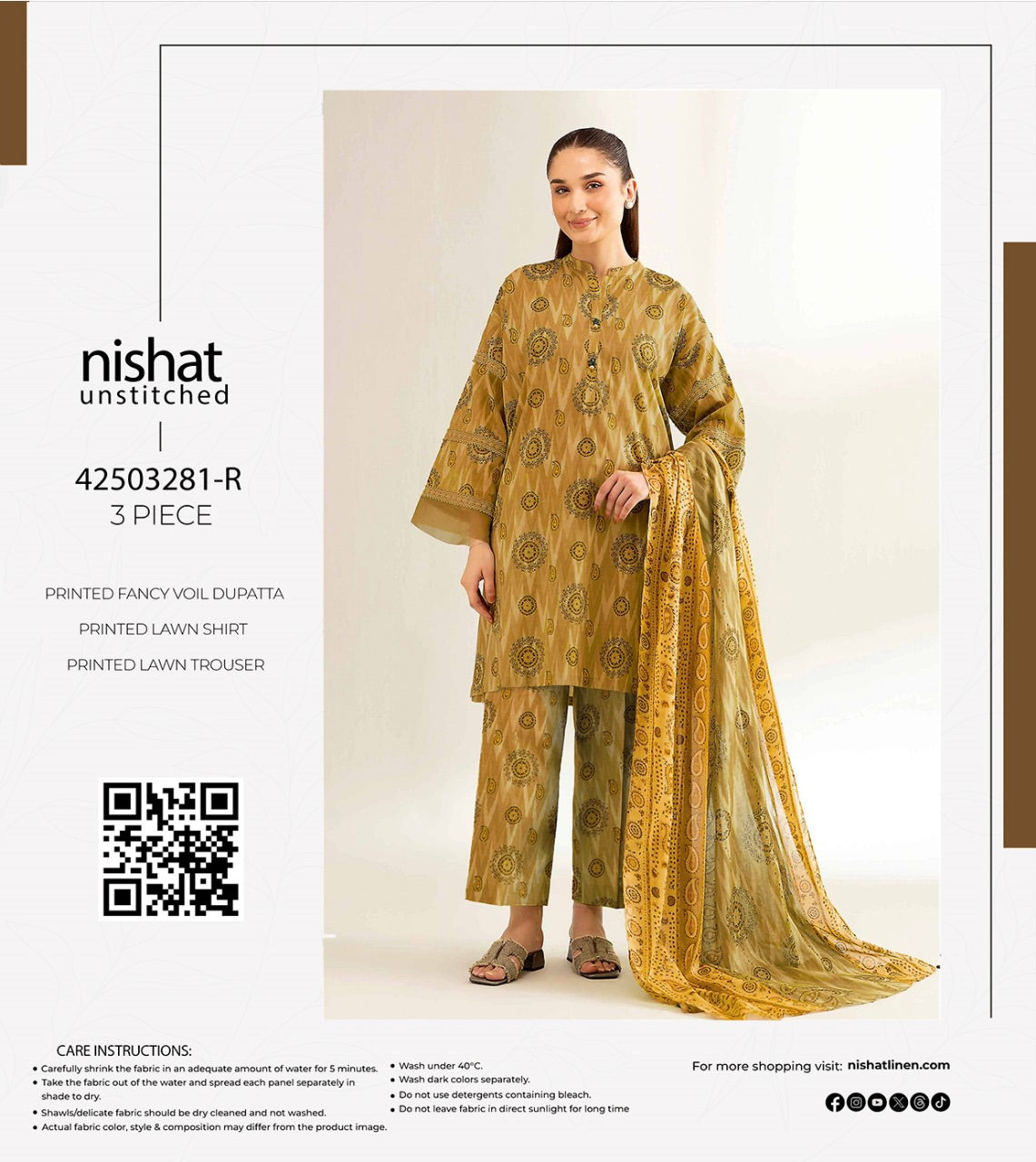 Nishaat lawn print 3p