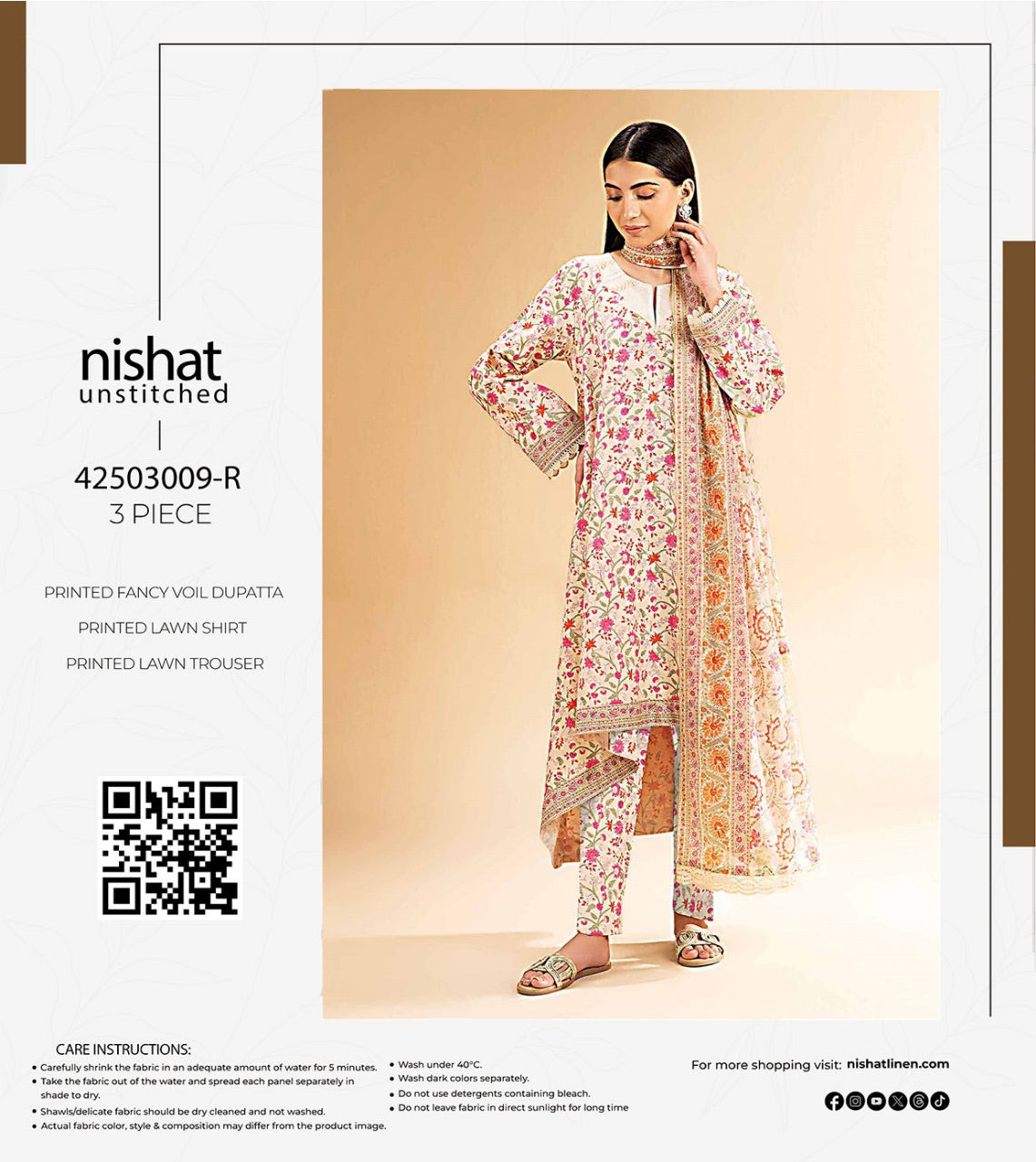 Nishaat lawn print 3p