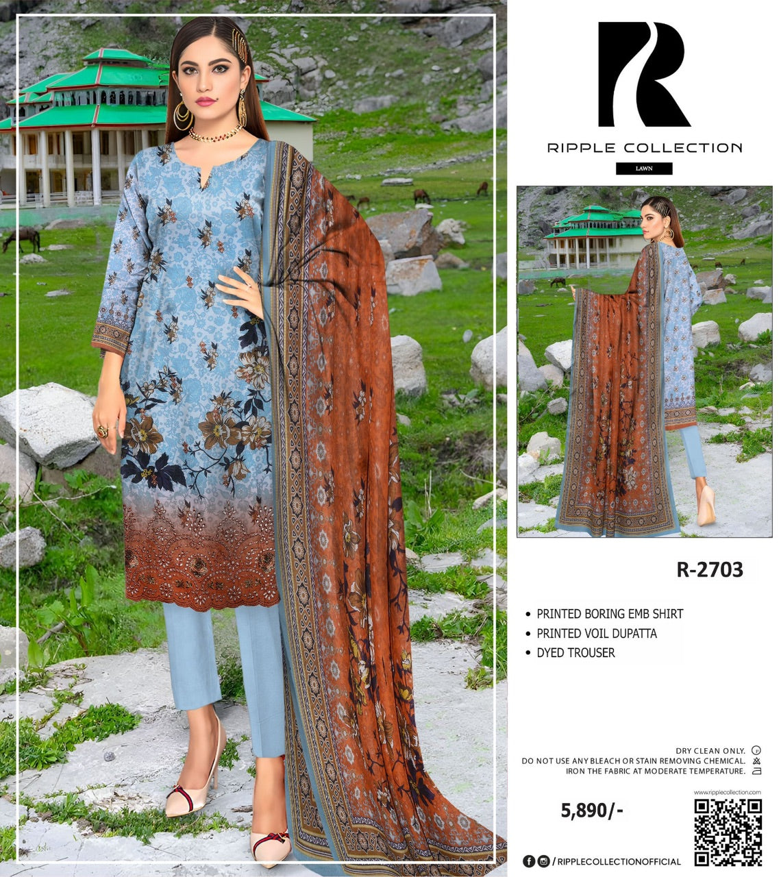 Ripple collection embroidery lawn 3p