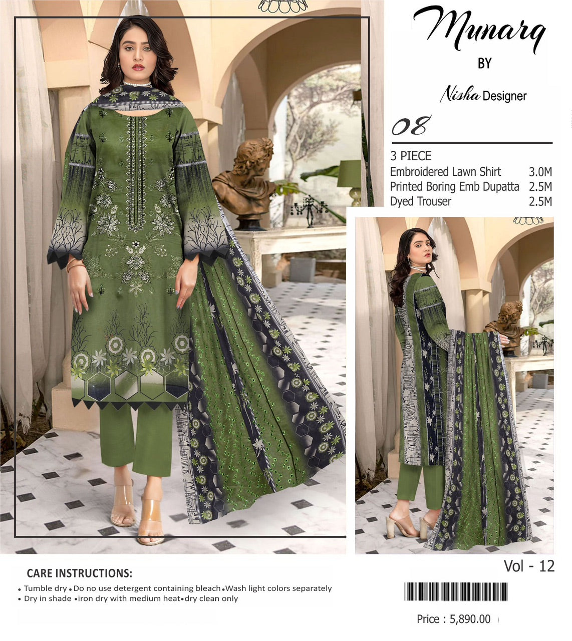Munarq by nisha lawn embroidery