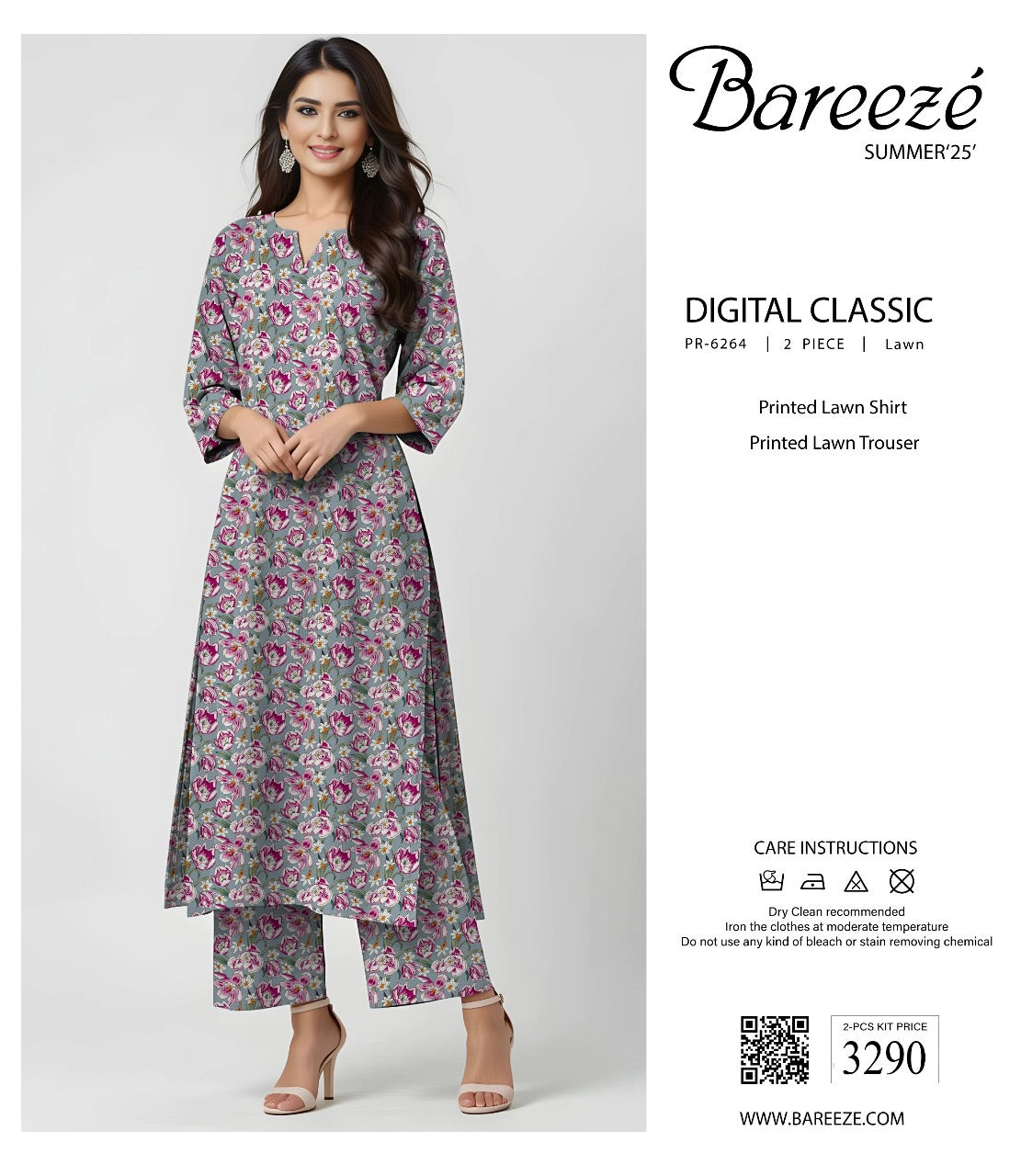 Bareeza lawn print 2p