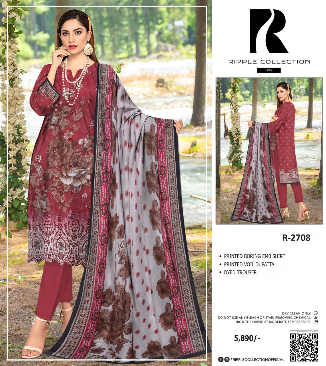 Ripple collection embroidery lawn 3p