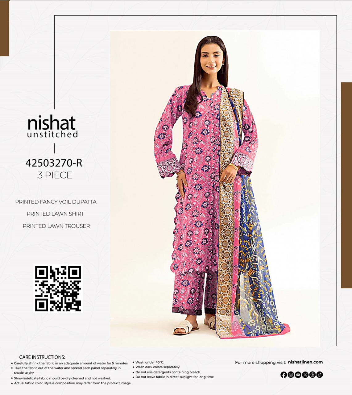 Nishaat lawn print 3p