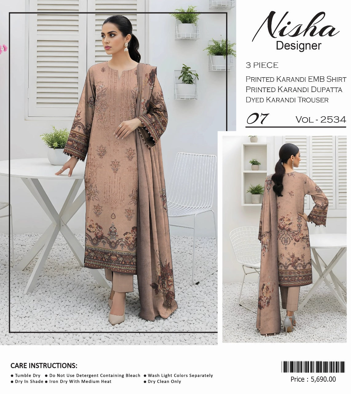 Nisha designer karandi embroidery 3p
