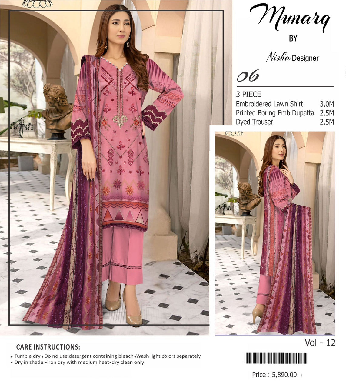 Munarq by nisha lawn embroidery
