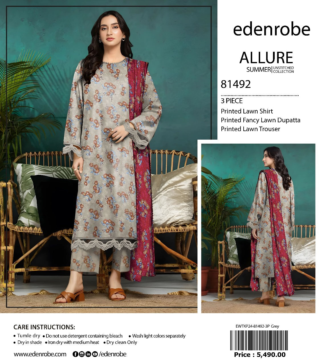 Edenrobe Allure lawn print 3p
