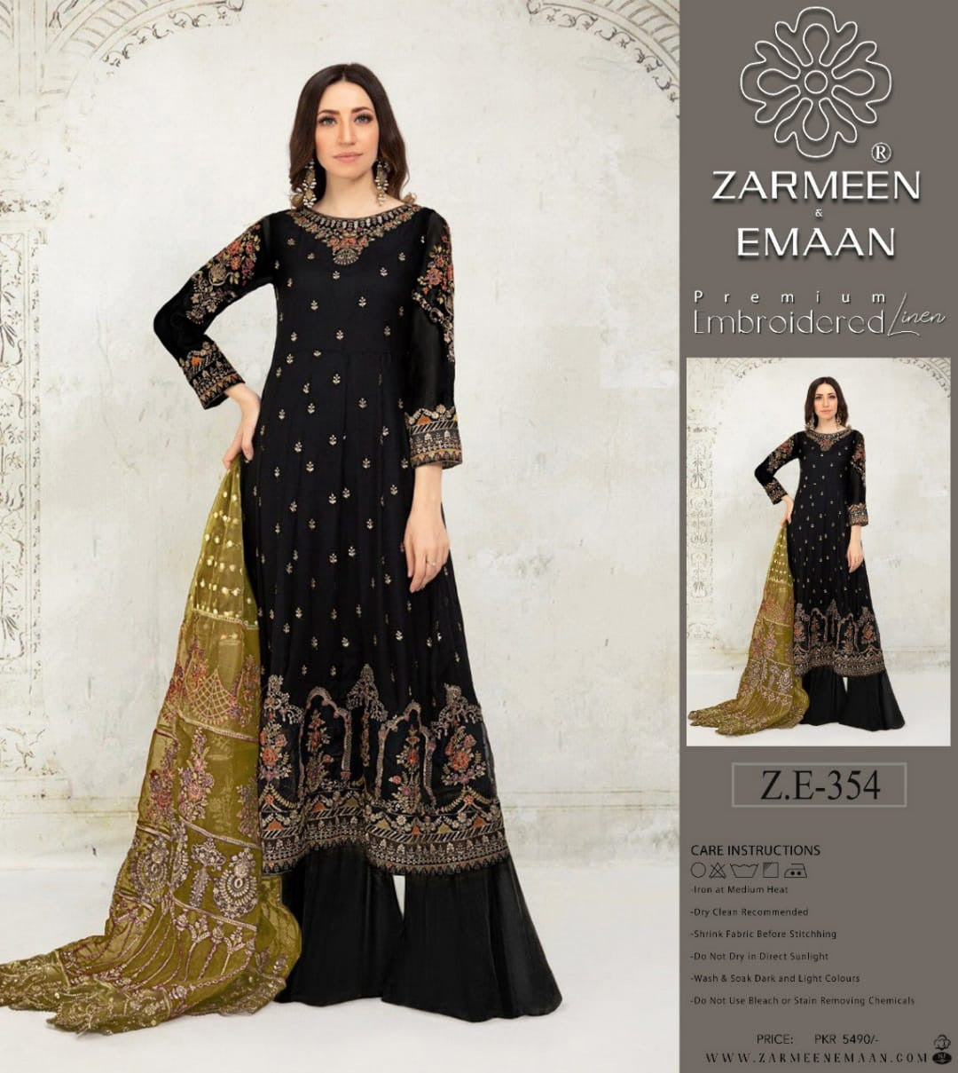 Zarmeen & Emaan premium linan embroidery 3p