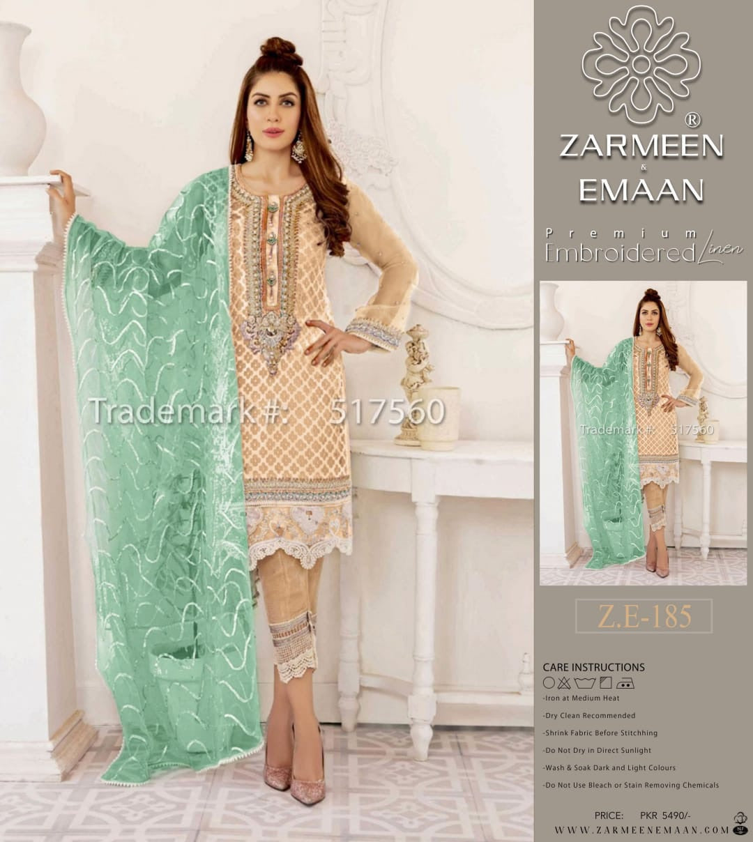 Zarmeen & Emaan premium linan embroidery 3p