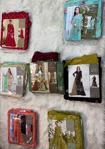 Zarmeen & Emaan premium linan embroidery 3p