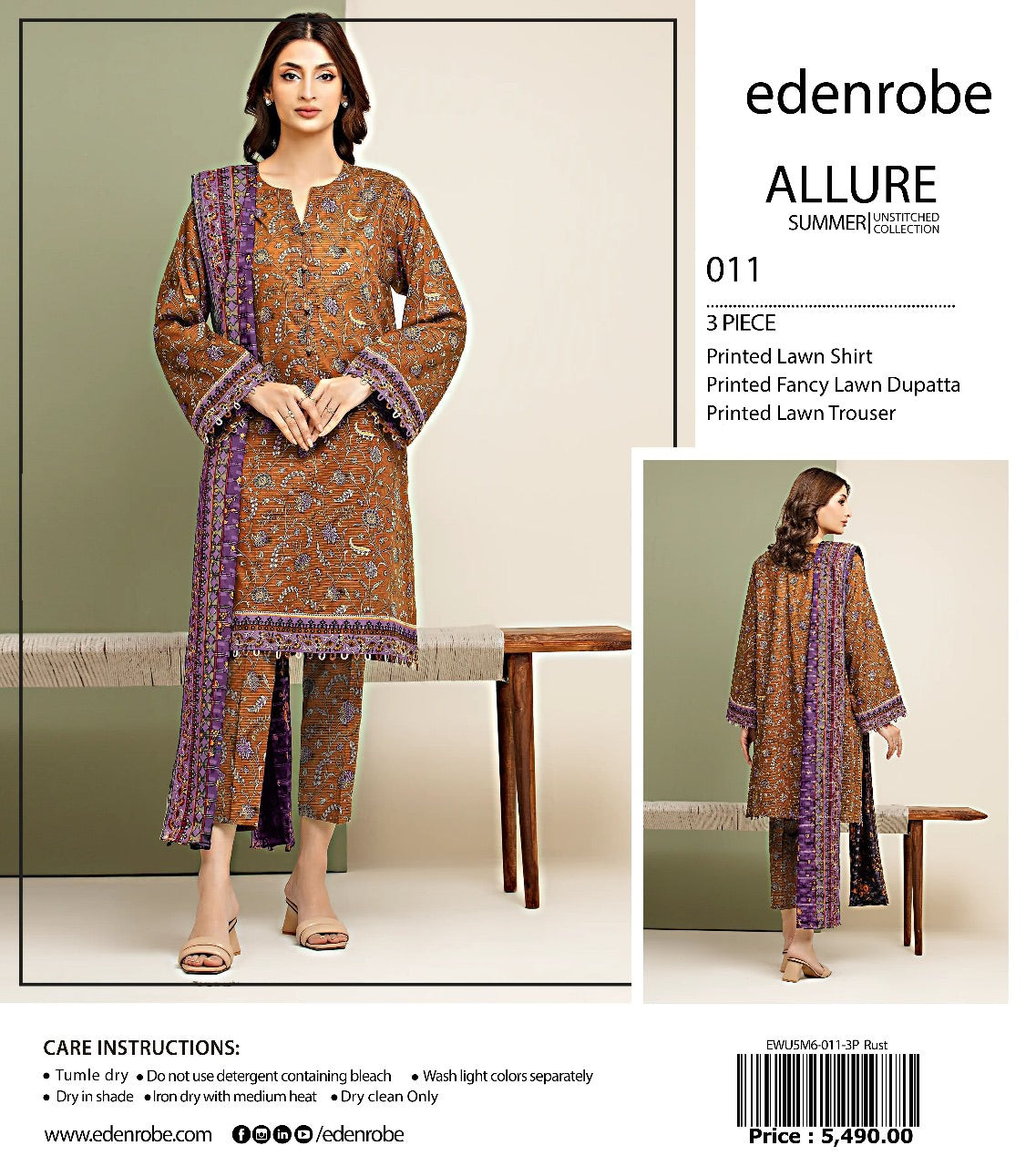 Edenrobe Allure lawn print 3p