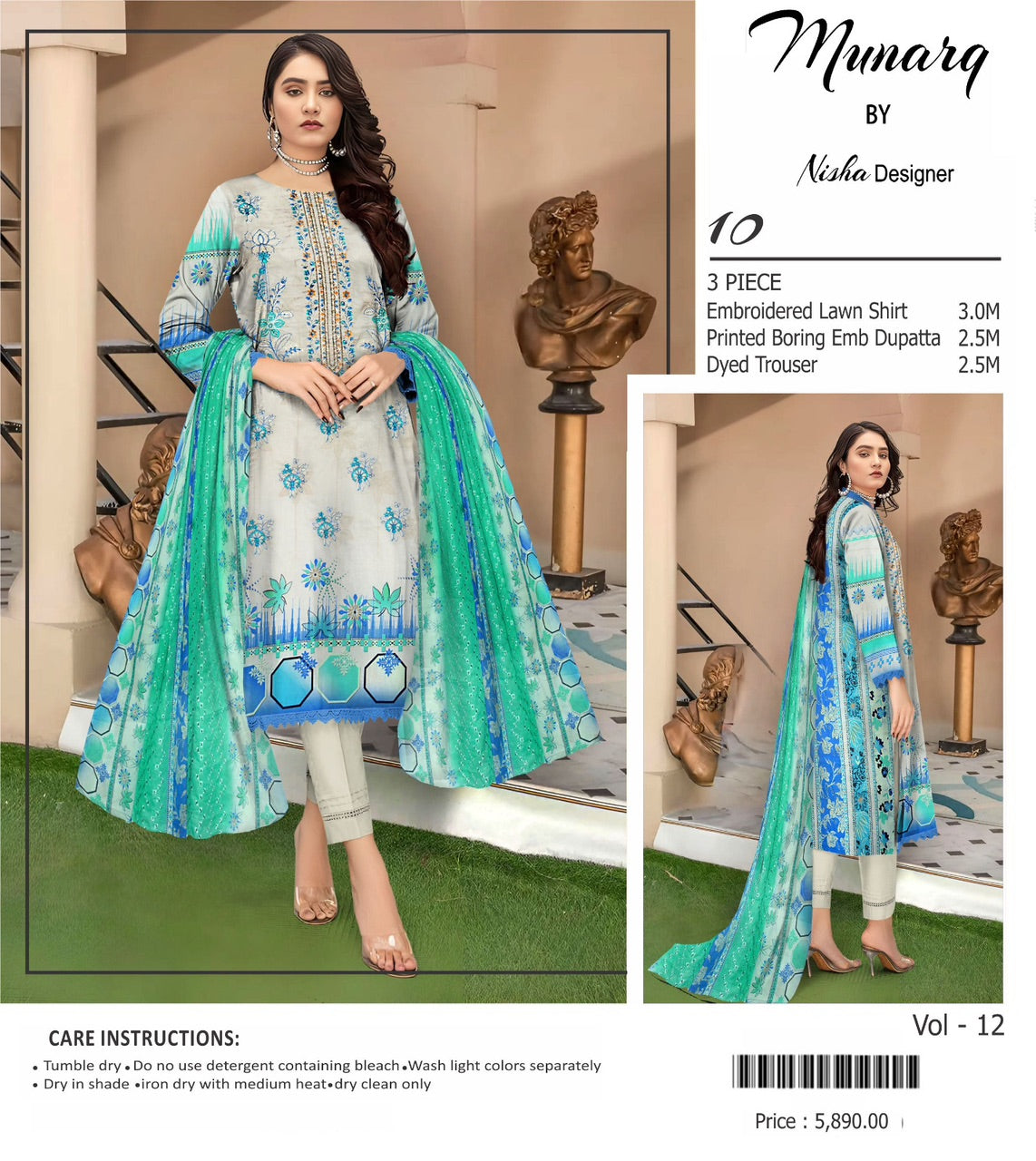 Munarq by nisha lawn embroidery