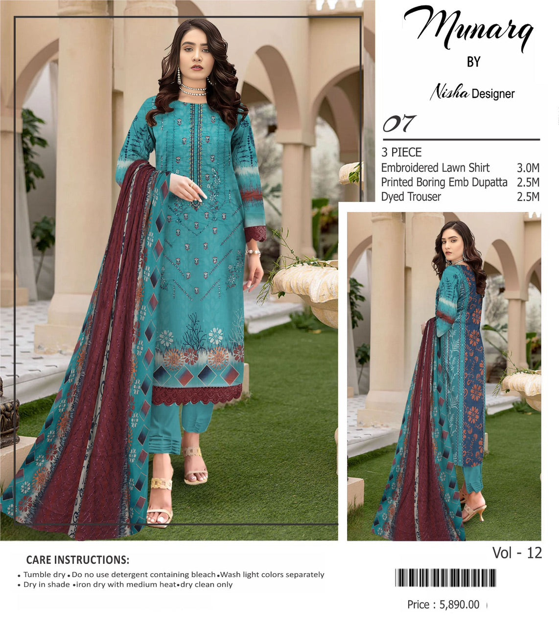 Munarq by nisha lawn embroidery