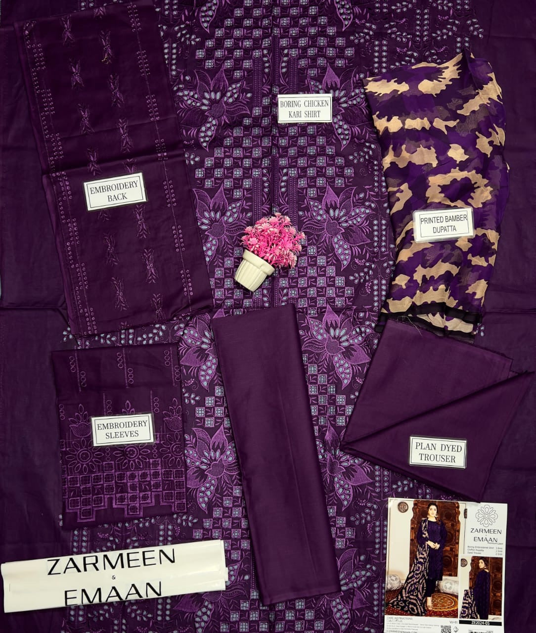 Zarmeen & Emaan premium embroidery lawn 3p