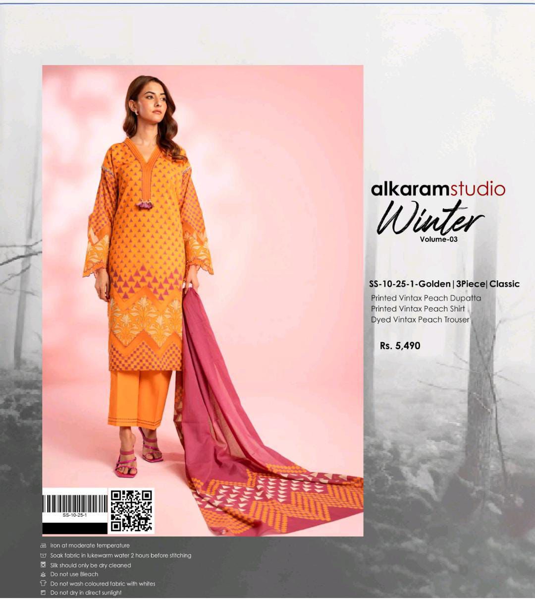 AlkaramStudio Vintax Peach 3pc