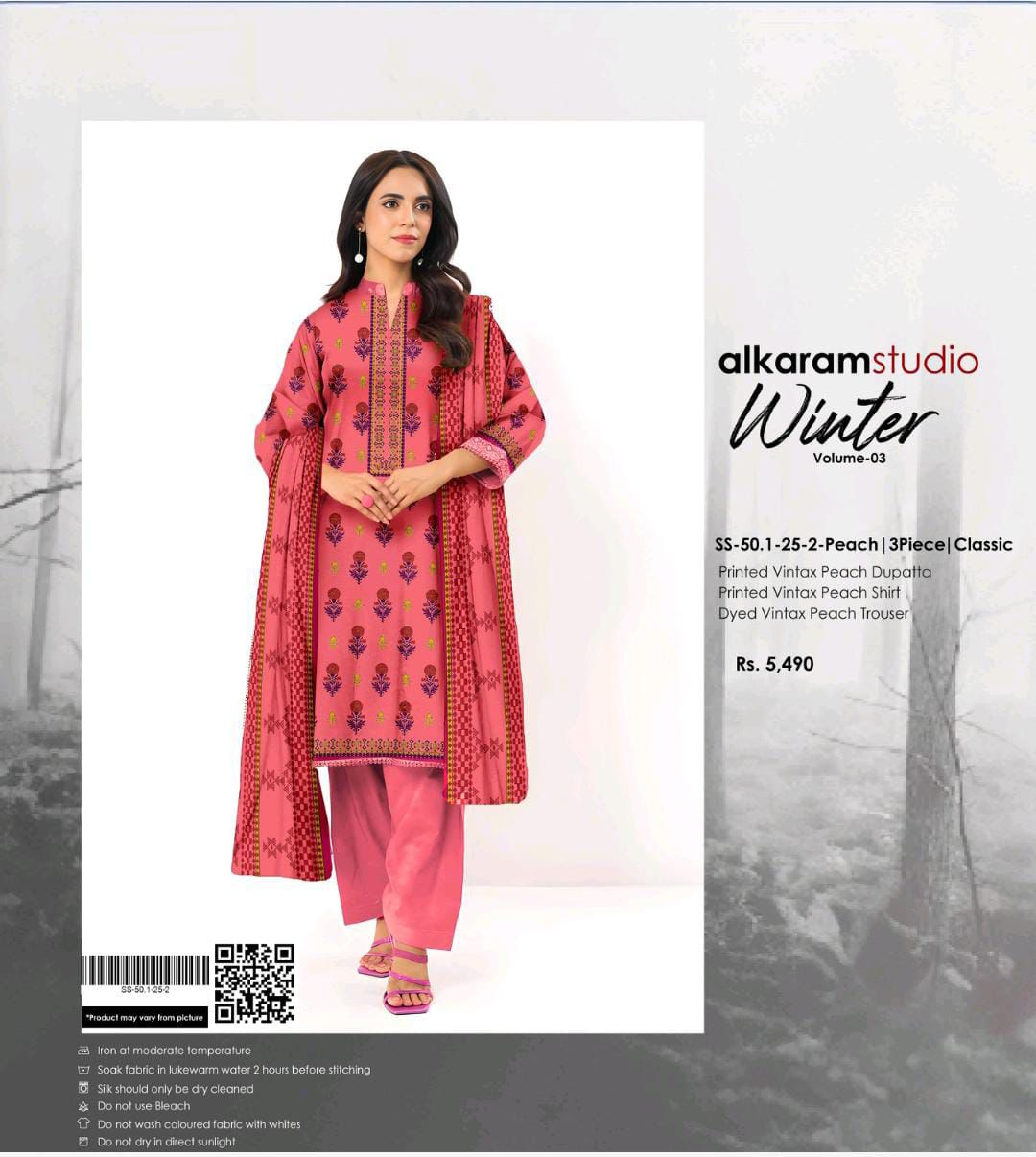 AlkaramStudio Vintax Peach 3pc