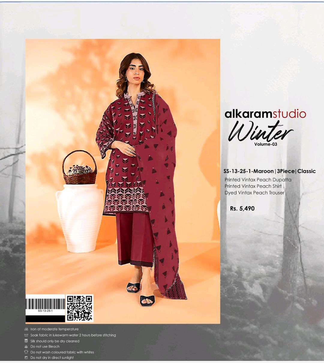 AlkaramStudio Vintax Peach 3pc