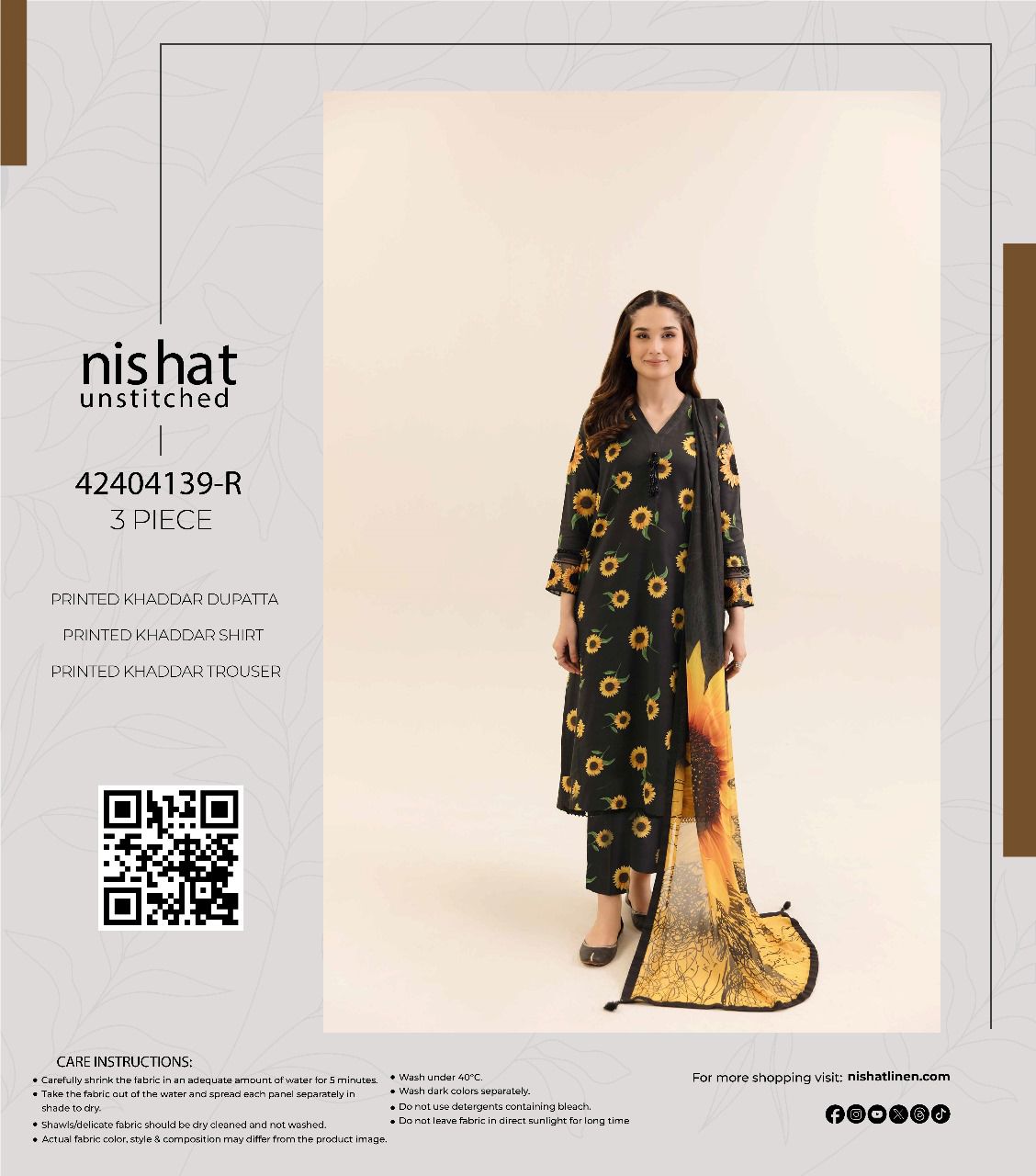 Nishat Printed Fancy Khaddar 3-Pc