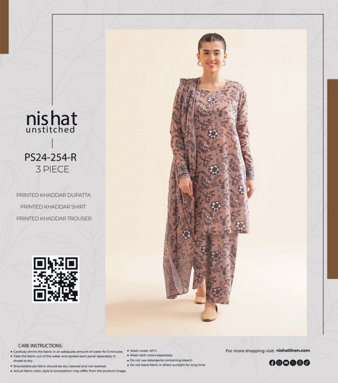 Nishat Printed Fancy Khaddar 3-Pc