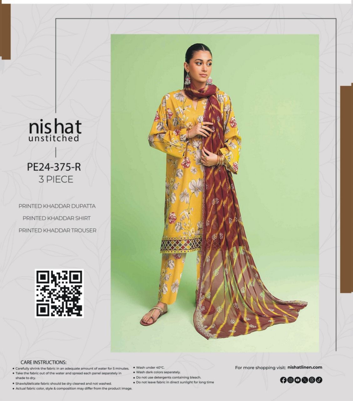 Nishat Printed Fancy Khaddar 3-Pc