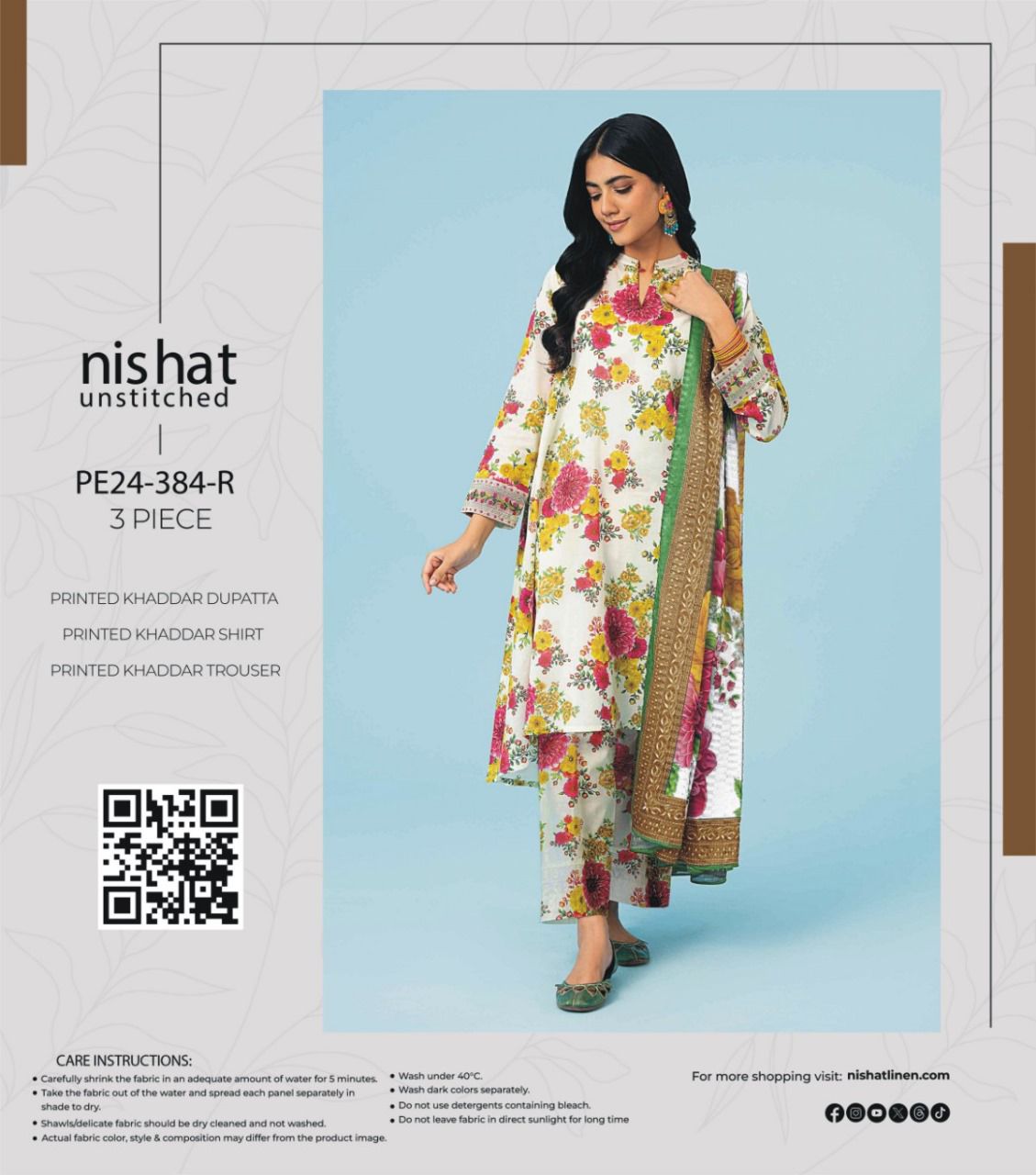 Nishat Printed Fancy Khaddar 3-Pc