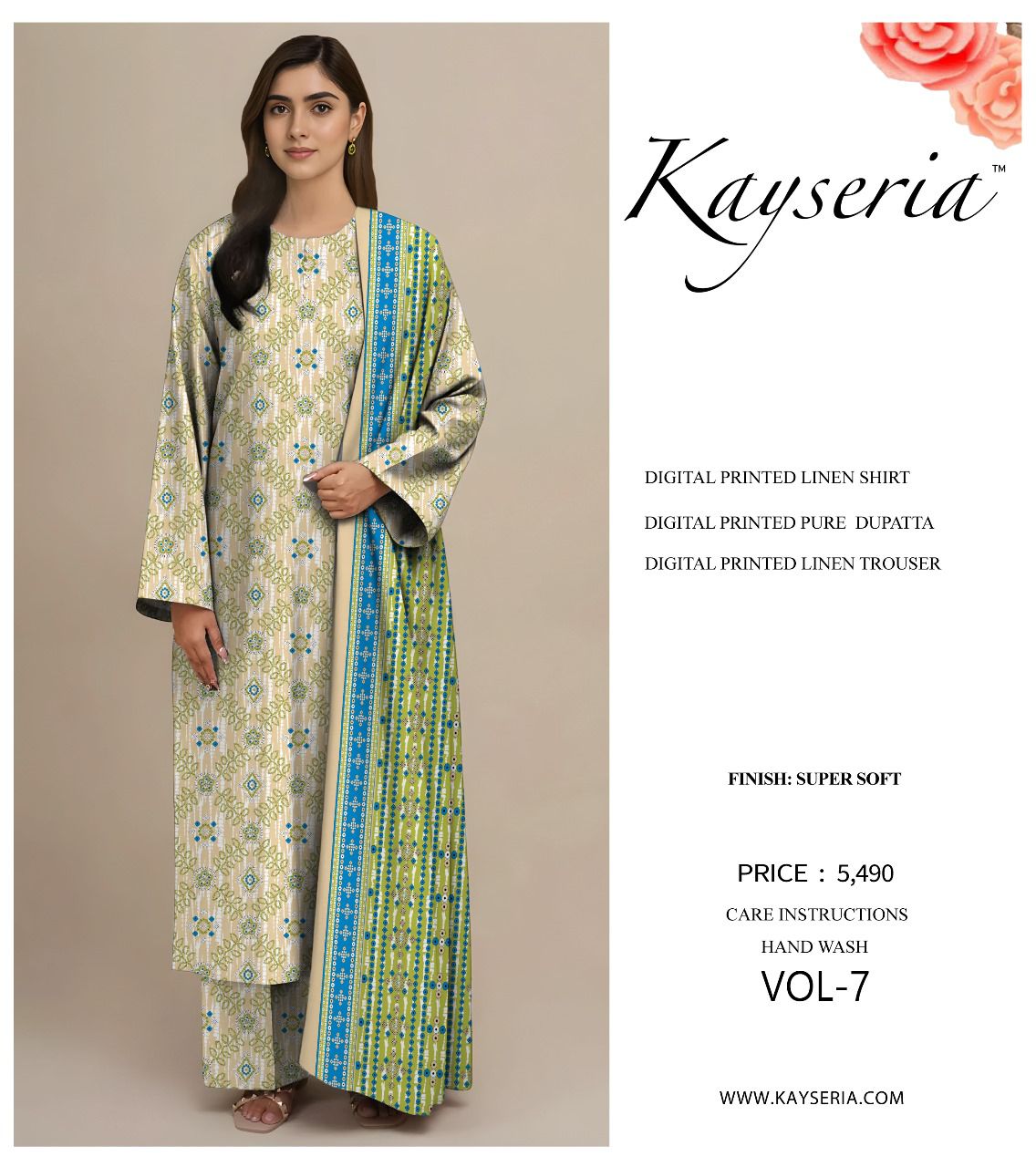 Kayseria DIGITEL PRINTED LINEN 3pc