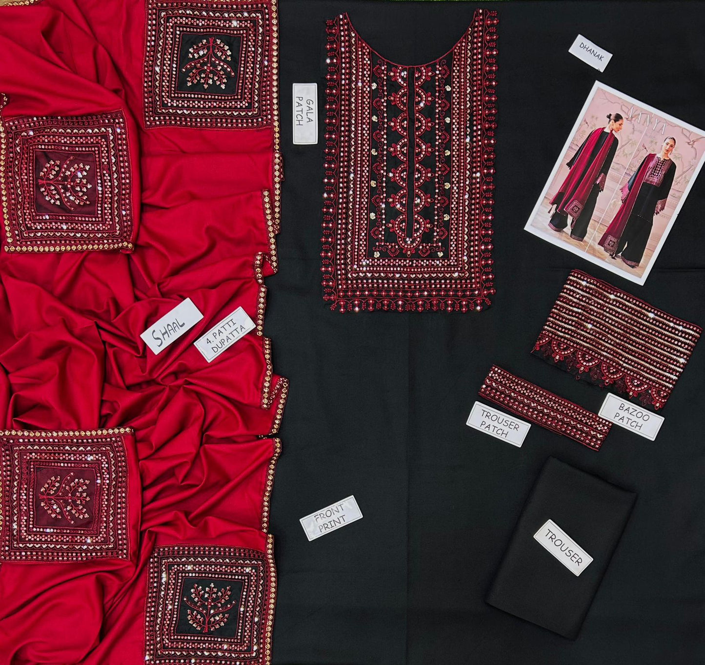 Vanya Dhanak Dhank 3-Piece Unstitched Suit – Heavy Embroidery & Sequins