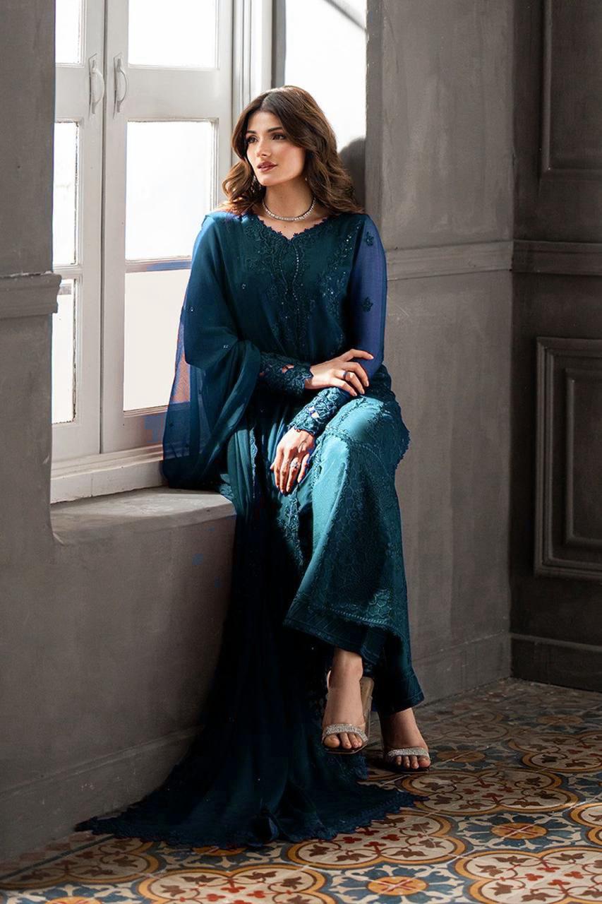 AZURE CHIFFON Embroidery 3pc