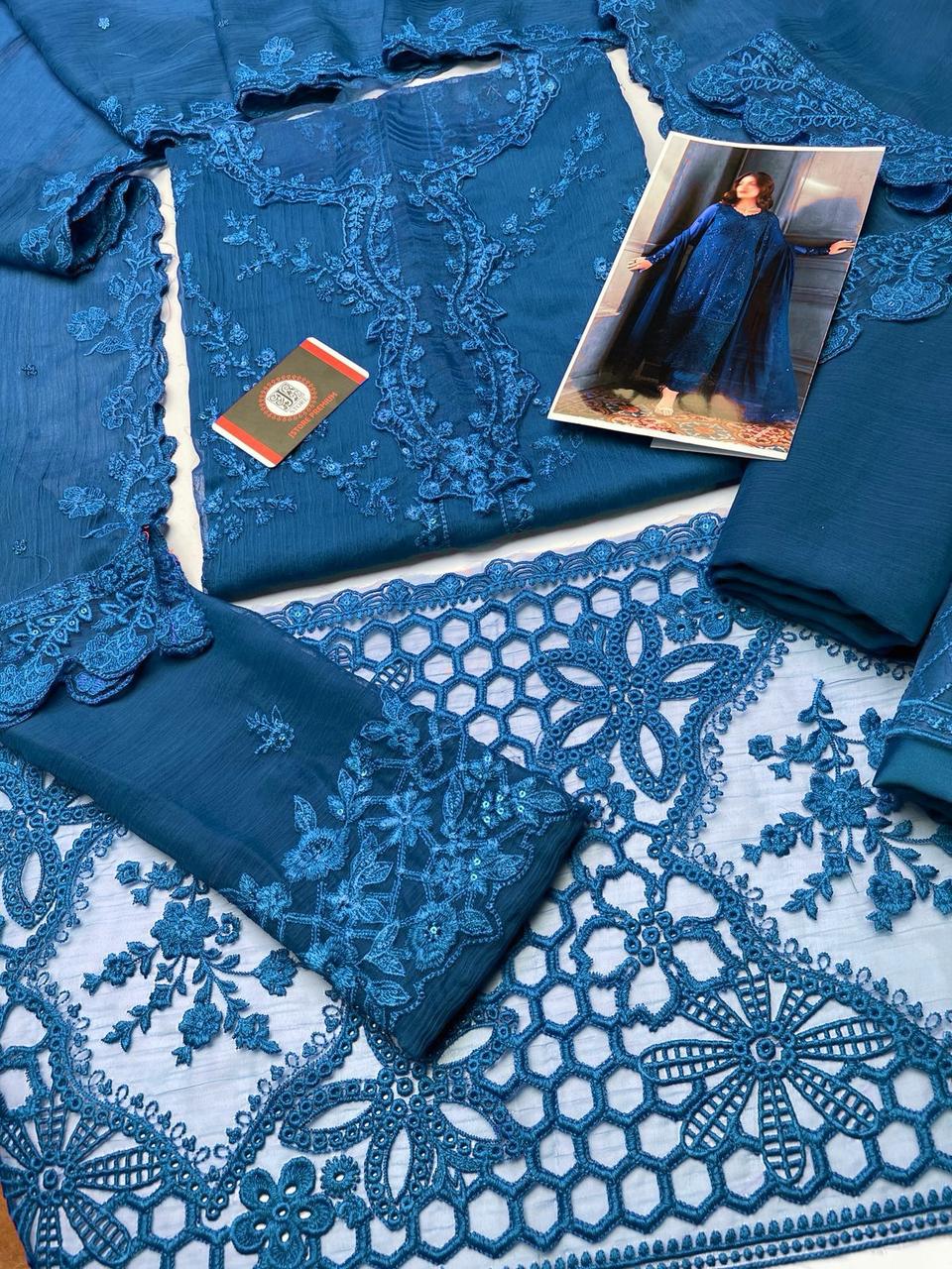 AZURE CHIFFON Embroidery 3pc