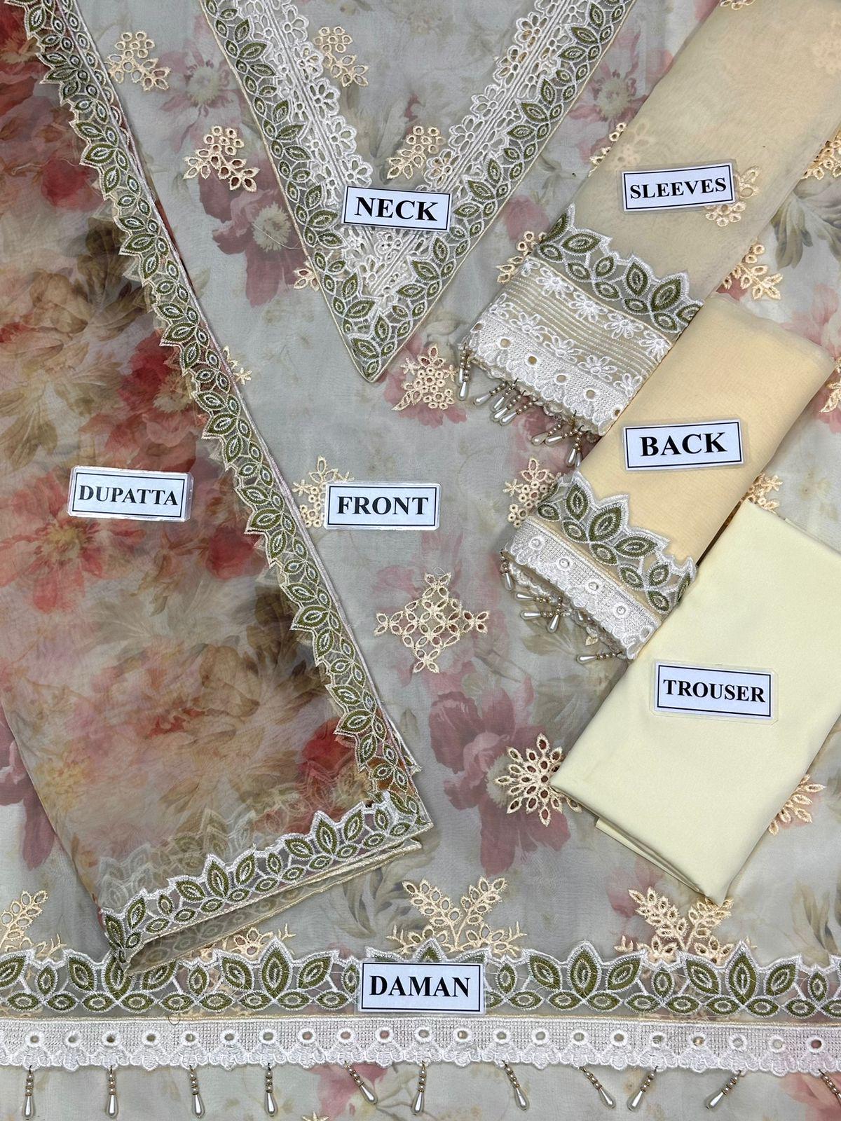 Baroque Fancy Embroidered Organza Chicken Kari