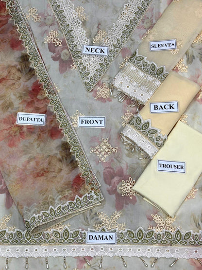 Baroque Fancy Embroidered Organza Chicken Kari